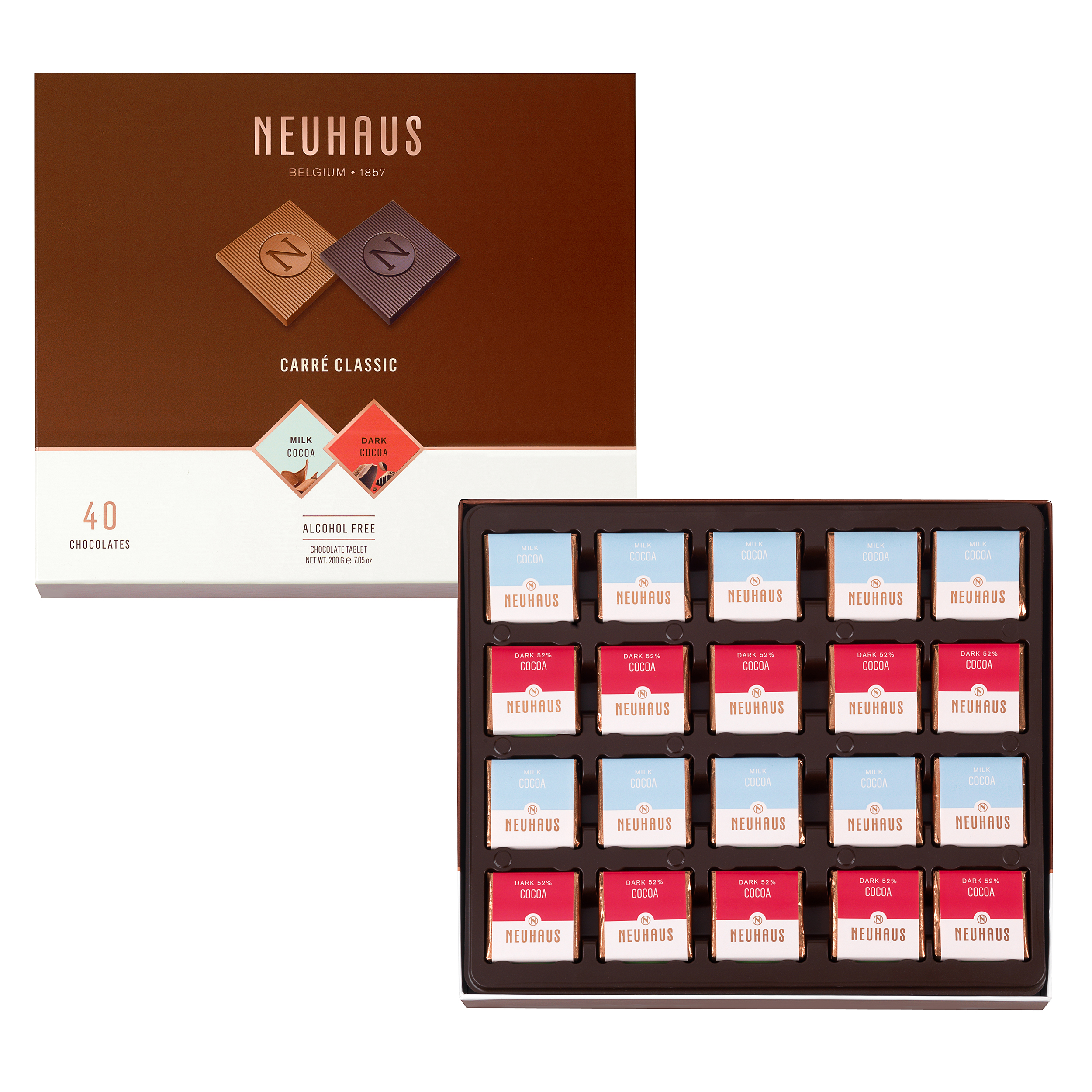 Belgian Chocolate Squares Carré Classic Milk & Dark 40 pcs Neuhaus